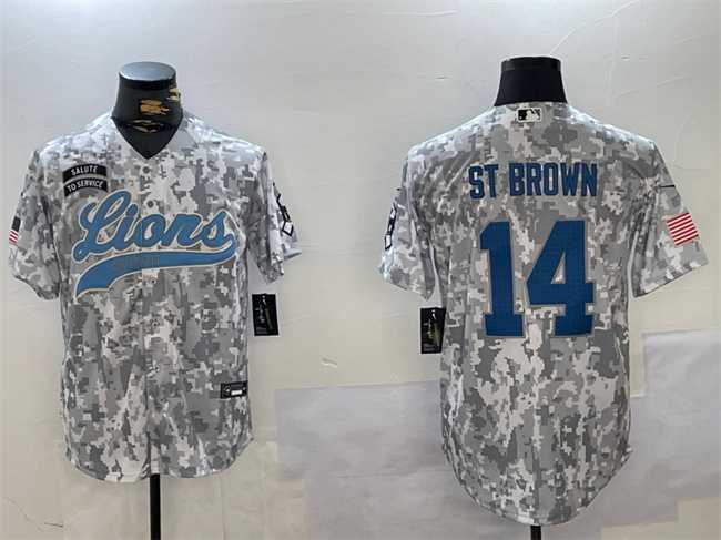 Men's Detroit Lions #14 Amon-Ra St. Brown 2024 Arctic Camo Salute To Service Stitched Baseball Jersey,We sell and wholesale Men's Detroit Lions #14 Amon-Ra St. Brown 2024 Arctic Camo Salute To Service Stitched Baseball Jersey on line form chian!